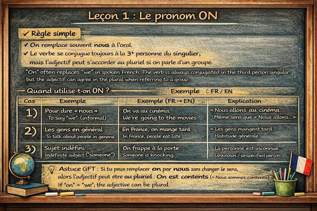 Le pronom ON - The pronoun ON (Level A1)