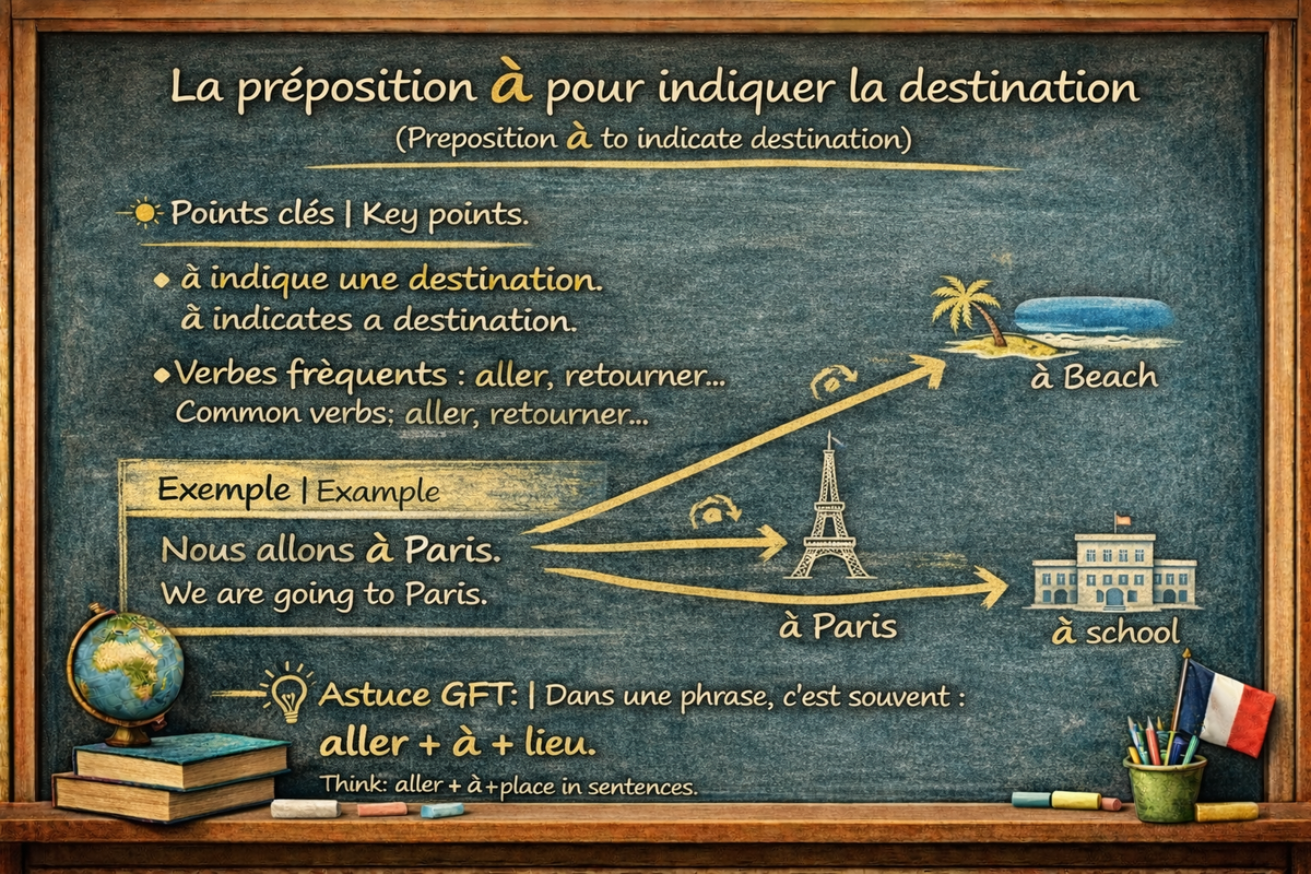La préposition à pour indiquer la destination - The preposition "to" to indicate destination (Level A1)