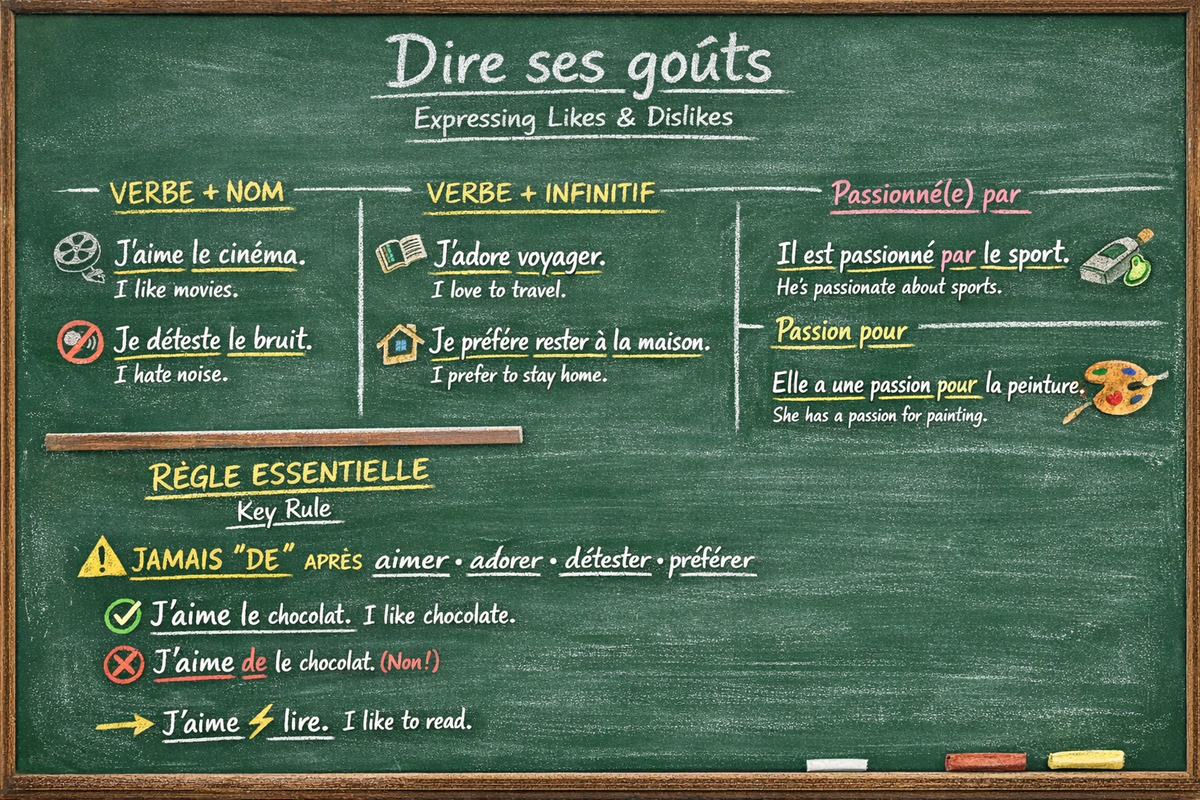 Dire ses goûts - Expressing one's tastes (level A1)