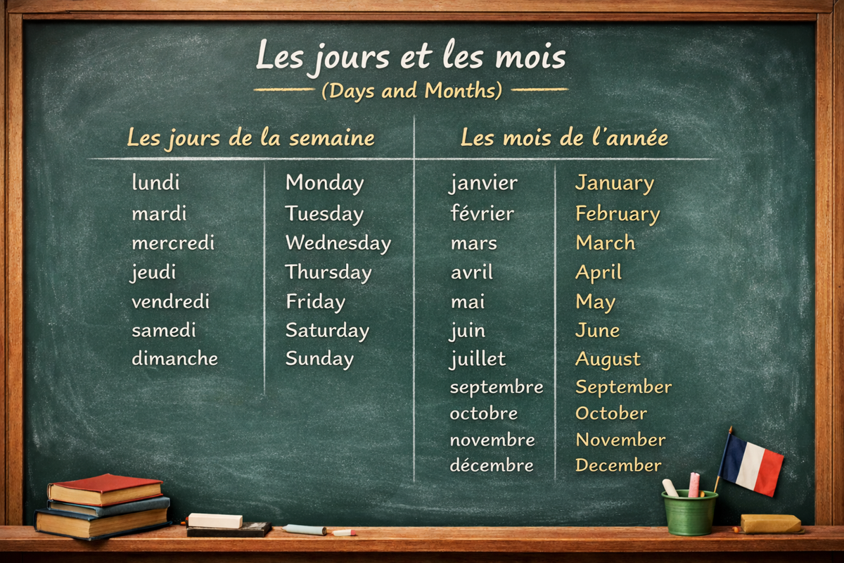 Les jours de la semaine et les mois de l’année - French days of the week and months of the year (Level A1)