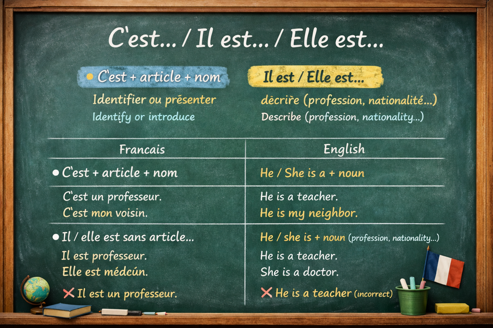 C’est…. Il/elle est… / Identifying vs describing: It is / He is / She is (Level A1)