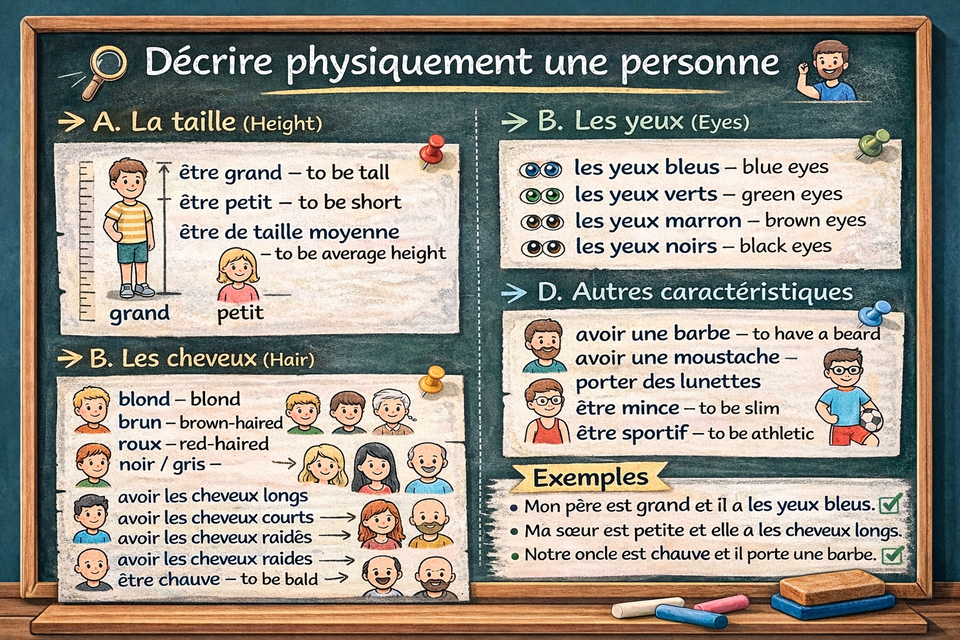 Décrire physiquement une personne - To describe a person's physical appearance (Leval A1)